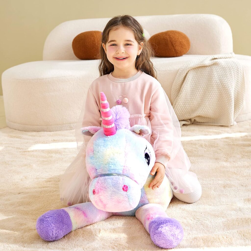 IKASA Giant Unicorn Stuffed Animal Plush Toy,Large Cute Jumbo Soft Toys,Huge Big Size Plushy Fluffy Fat Oversized Plushie,Gifts for Kids Girls Boys Girlfriend (Multicolored, 43 inches)